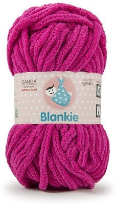 JEFFY Ganga Blankie Chenille Yarn Supersoft Knitting Wool Ball, (1 Ball/100 Gram Each) Fushia Colour Ball (500 Grams). Suitable for Craft, Babywear, Baby Blankets, Thick mota Thread Shade no -BLK013