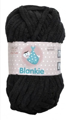 JEFFY Ganga Blankie Chenille Yarn Supersoft Knitting Wool Ball, (1 Ball/100 Gram Each) (400 Grams). Suitable for Craft, Babywear, Baby Blankets,Thick mota Thread Shade no -BLK024