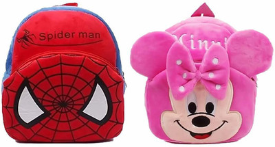 A Little Swag BM-R1_Spider Man & Pink Minnie Combo 12 L Backpack(Red, Pink)