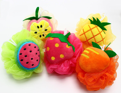 Alpyog Fruit design baby cleaning body shower soft scrubber loofahs for women men and kids (multi pattern - 2 pcs)