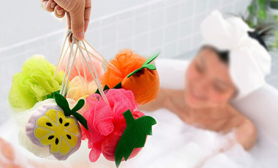 Luxula Fruit design body cleaning shower scrubber loofahs (multi pattern - 2 pcs)