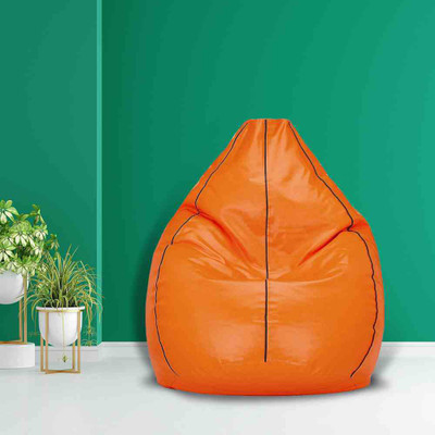 SHIRA 24 XXL (Filled ) Orange With Black Piping Teardrop Bean Bag  With Bean Filling(Orange)
