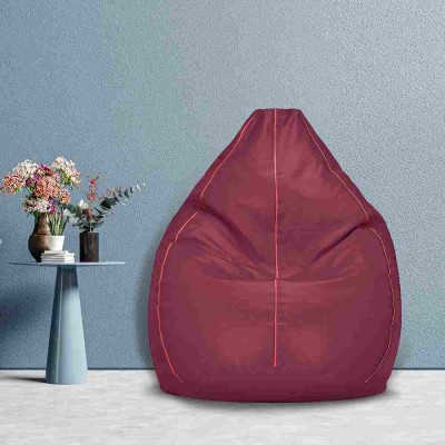 SHIRA 24 XXL (Filled ) Maroon With Pink Piping Teardrop Bean Bag  With Bean Filling(Maroon)