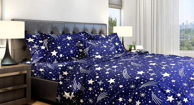 Home Readiness 160 TC Microfiber Double Printed Flat Bedsheet(Pack of 1, Multicolor)