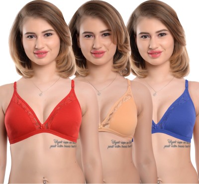 Safe n Care Women Full Coverage Non Padded Air Bra (Multicolor) Pack of 3 Women T-Shirt Non Padded Bra(Multicolor)