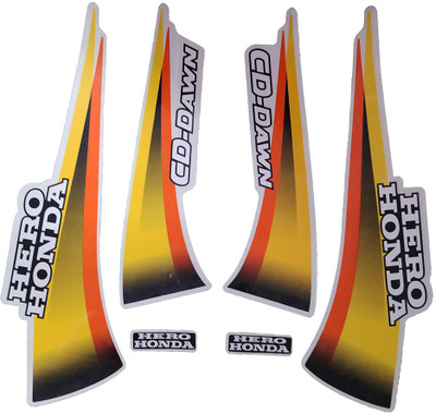 Automopix Sticker & Decal for Bike(Yellow, Red)