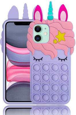 CASE CREATION Back Cover for iPhone 11 Unicorn Case for Girls Push Pop Bubble Fidget Toy Stress Relief Soft Silicone Cover(Purple, Waterproof, Pack of: 1)