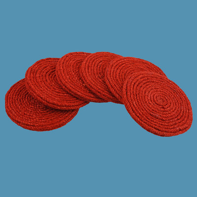 Jute handicraft Round Reversible Jute Coaster(Pack of 6)