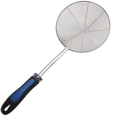 Mobfest ® Stainless Steel Solid Skimmer Basket with Long Handle for Everyday Frying Steaming and Scooping Strainer(Multicolor Pack of 1)