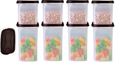 Derani Jethani Plastic Grocery Container  - 1000 ml, 1500 ml(Pack of 8, Brown)