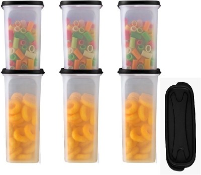 Derani Jethani Plastic Grocery Container  - 1500 ml, 2000 ml(Pack of 6, Black)