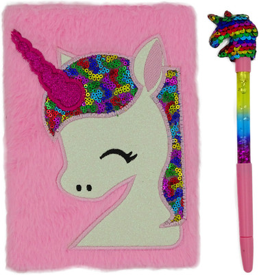 poksi Unicorn A5 Notebook Ruled 100 Pages(Pink, Pack of 2)