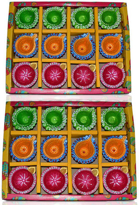 Onlinch Pottery (Pack of 24) Table Diya Set(Height: 2 inch)