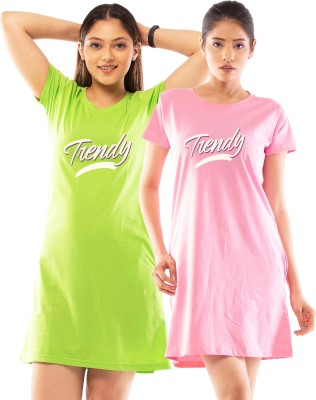 Lappen Fashion Women T Shirt Green, Pink Dress