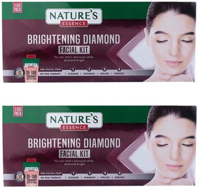 Nature's Essence BRIGHTENING DIAMOND FACIAL KIT PACK OF 2 +DETAN THERPY FREE(2 x 60 g)