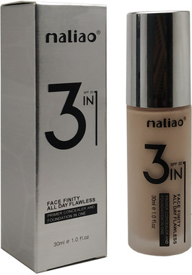 maliao 3 in 1 Face Finity All Day Flawless Primer Concealer And Foundation S1 Foundation(White Ivory, 30 ml)