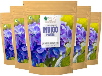 Bliss of Earth 5x453GM USDA Organic Indigo Powder For Black Hair, Natural Hair Color For Women & Men Pack Of 5 , Black