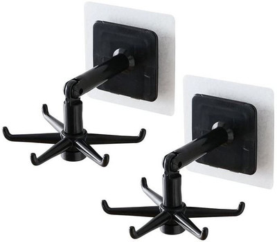 Kmils Wall mounting Self Adhesive 360 Degree Rotating Hook for Hanging(Pack of 2) Hook 6(Pack of 2)