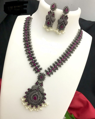PBM CREATIONS Oxidised Silver Multicolor Jewellery Set(Pack of 1)