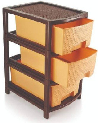 NEELESHWARI Multipurpose 3 Layers Modular Drawer System Organizer Rack ( Beige ) Plastic Free Standing Chest of Drawers(Finish Color - BEIGE, DIY(Do-It-Yourself))