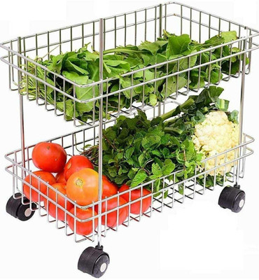 BAPUJI ENTERPRISE Fruit and Vegetable Basket Kitchen Trolley Modern Onion Potato Kitchen Storage Stainless Steel Rack Shelf Trolley Silver Color | Rust Free | 1 Piece (2 Layer Trolley) Stainless Steel Kitchen Trolley(DIY(Do-It-Yourself)) deal from flipkart BAPUJI ENTERPRISE Fruit and Vegetable Basket Kitchen Trolley Modern Onion Potato Kitchen Storage Stainless Steel Rack Shelf Trolley Silver Color | Rust Free | 1 Piece (2 Layer Trolley) Stainless Steel Kitchen Trolley(DIY(Do-It-Yourself)) deal from flipkart