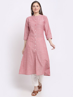 LARGISH Women Self Design A-line Kurta(Red)