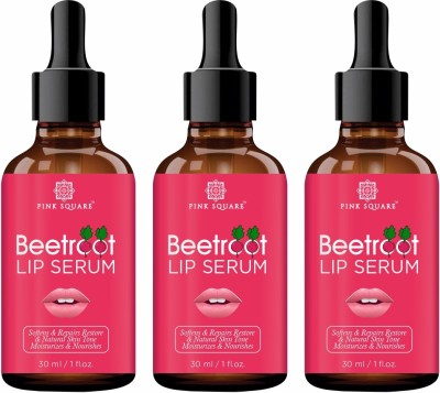 Pink Square Beetroot Lip Serum For Lightening & Brightening Dark Lips - Beetroot Combo Pack Of 3 30ml(90ml)(90 ml, Peppy Red)