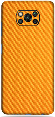 Mclaxa POCO X3, poco x3, POCO X3 Mobile Skin(Carbon Fiber Golden Skin With Super matte finish)