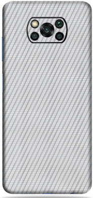 Mclaxa POCO X3, poco x3, POCO X3 Mobile Skin(Silver Carbon Fiber Skin With Super matte finish)