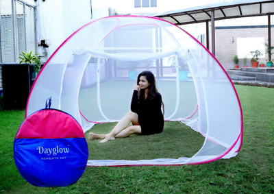 DAYGLOW Polyester Adults Washable Mosquito Net for Double Size Bed Mosquito Net(Pink, Tent)