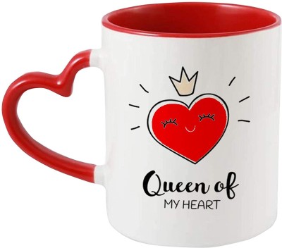 Sublikraft Queen of My Heart, Valentine’s Day Gift Coffee for Girlfriends/Wife Ceramic Coffee Mug(330 ml)