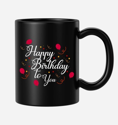 BLISSart Happy Birthday Hand-Written Multicolour Tea/Milk Cup Best Gift For girls men Husband Wife Ceramic Coffee Mug(350 ml)