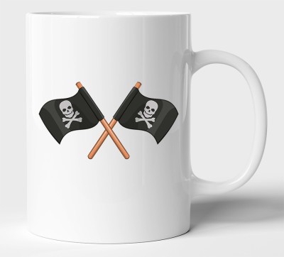 BLISSart Pirate Flags Multicolour Tea/Milk Cup Best Gift For girls men Husband Wife Ceramic Coffee Mug(350 ml)