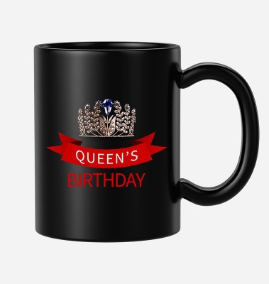 BLISSart Queen's Birthday Crowned Multicolour Tea/Milk Cup Best Gift For girls men Husband Wife Ceramic Coffee Mug(350 ml)