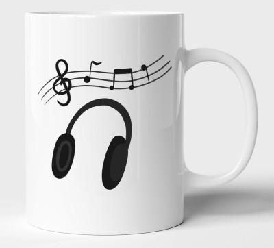BLISSart Headphone & Music Multicolour Tea/Milk Cup Best Gift For girls men Husband Wife Ceramic Coffee Mug(350 ml)