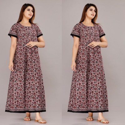 SHRI SHYAM PRINTS Women Nighty(Multicolor, Multicolor)