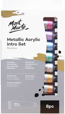 Mont Marte Metallic Acrylic Paint Intro Set Premium 8pc x 18ml(Set of 8, Multicolor)