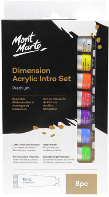 Mont Marte Dimension Acrylic Paint Intro Set 8pc x 18ml(Set of 8, Multicolor)