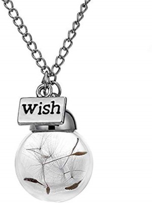 RVM Jewels Dandelion Glass Seed Silver Plated Lucky Pendant Necklace for Women and Girls Silver Zinc Pendant