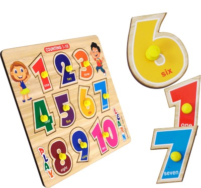 BitFeex 123 wooden Jigsaw Preschool & Playgroup Educational Puzzle kids toys for age 2 to 5 year baby boys & girls , toddler activity learning board game for kindergarten Childrens Numbers(1 Pieces)