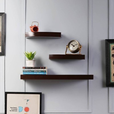 ONLINECRAFTS wooden wall shelf Wooden Wall Shelf(Number of Shelves - 3, Brown)