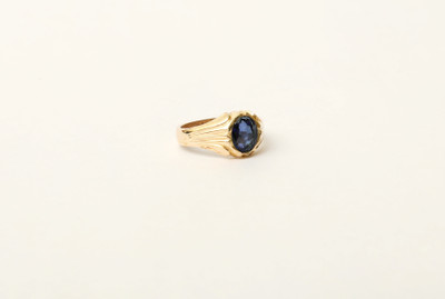 Naveen metal works Panchaloha/Impon/Five metal blue stone ring for Men and Women Alloy Sapphire Gold Plated Ring