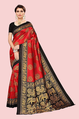 RUNAYA NX Printed Chanderi Art Silk Saree(Red)