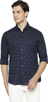 MUFTI Men Printed Casual Dark Blue Shirt