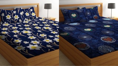 HSR Collection 160 TC Cotton Double Floral Flat Bedsheet(Pack of 2, Multicolor)