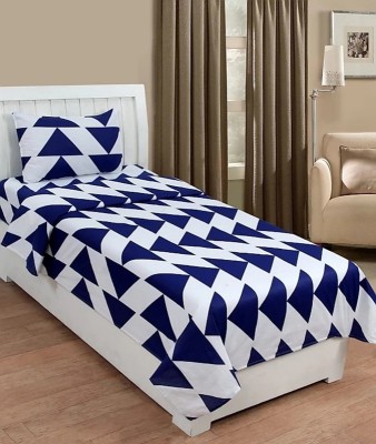 HSR Collection 160 TC Cotton Single Printed Flat Bedsheet(Pack of 1, Blue, White)