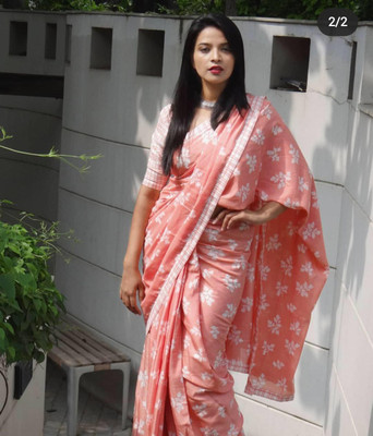 Jashvita Printed, Color Block, Blocked Printed Handloom Pure Cotton Saree(Multicolor)