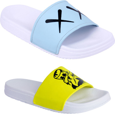 Foot Print Men Slides(Multicolor , 9)