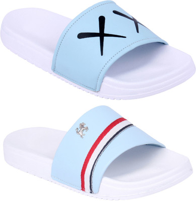 Foot Print Men Slides(Multicolor , 9)