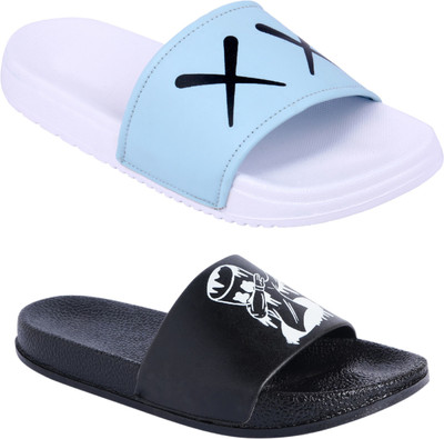 Foot Print Men Slides(Multicolor , 6)